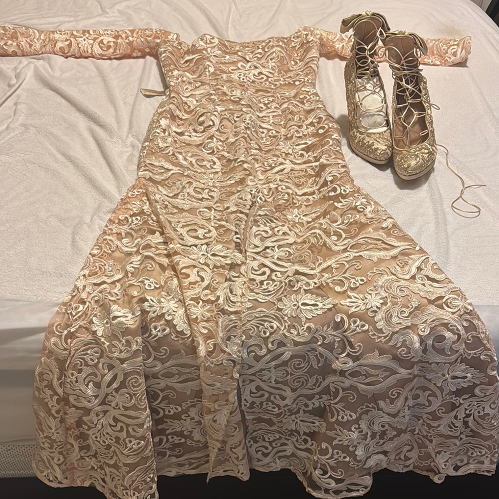 Elegant Lace Women’s Dress in Cream